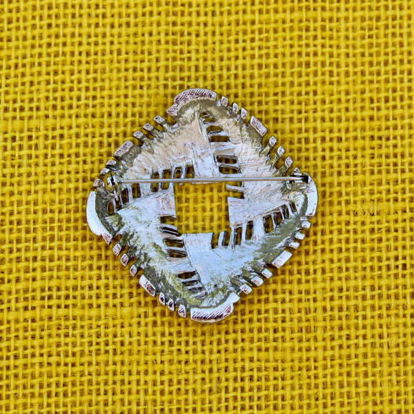 Modern Square Silver Chevron Brooch