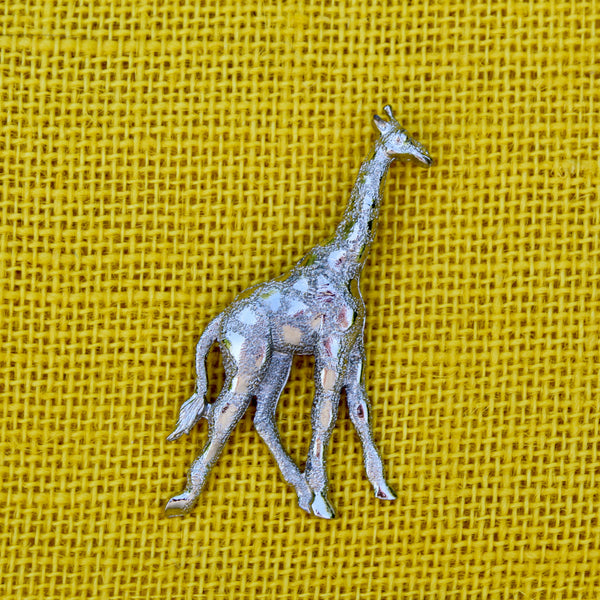 Dark Silver Giraffe Brooch