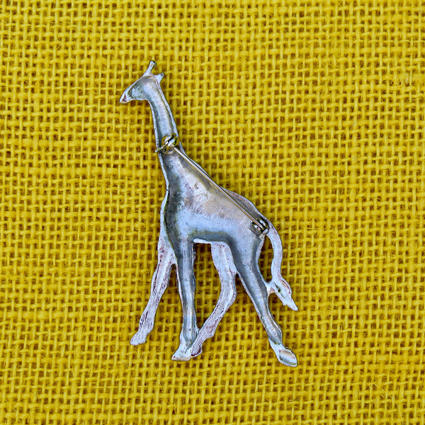Dark Silver Giraffe Brooch