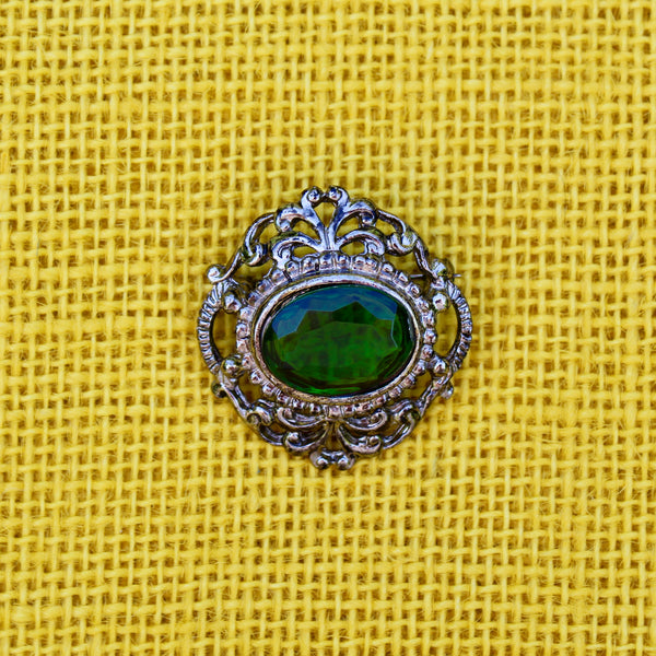 Silver Green Jewel Regency Brooch
