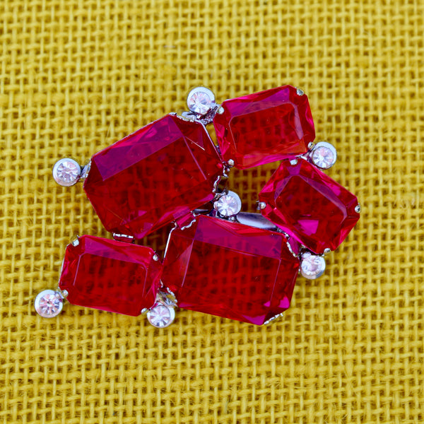 80s Deco Candy Pink Jewels Brooch