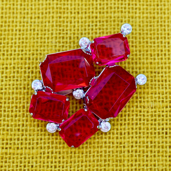 80s Deco Candy Pink Jewels Brooch