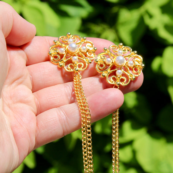 Circular Gold Pearl Doublet Brooch