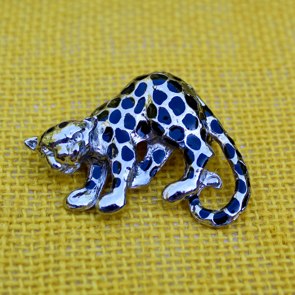 Black Spotted Leopard Brooch