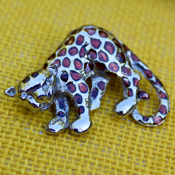 Brown Spotted Leopard Brooch