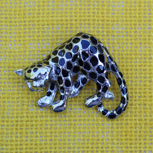 Black Spotted Leopard Brooch