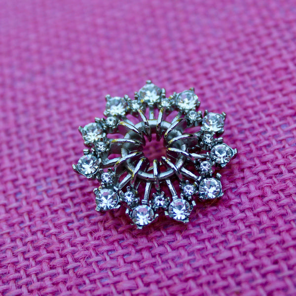 Silver Sparkle Rhinestone Snowflake Brooch