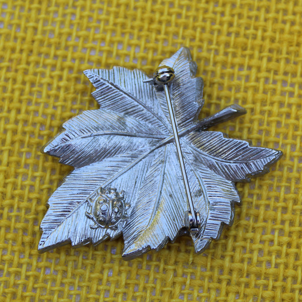 Silver Sparkle Rose and Leaf Brooches