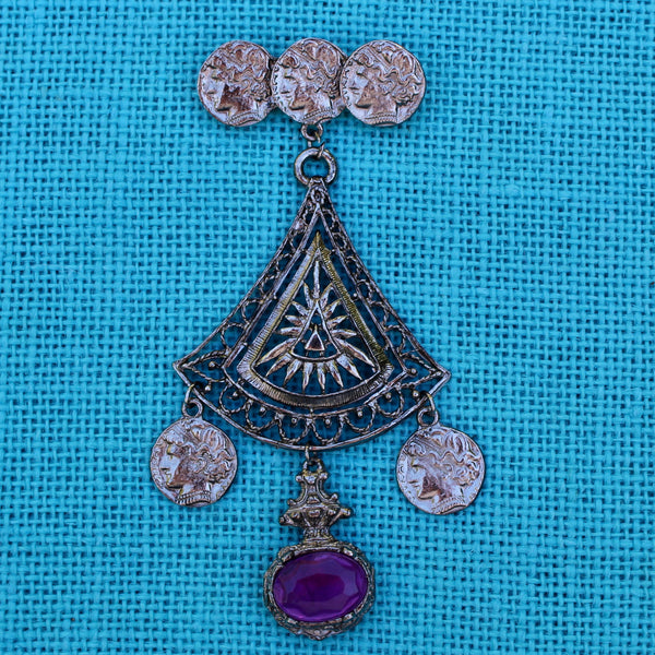 Gothic Purple Drop Brooch