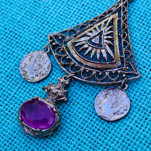 Gothic Purple Drop Brooch