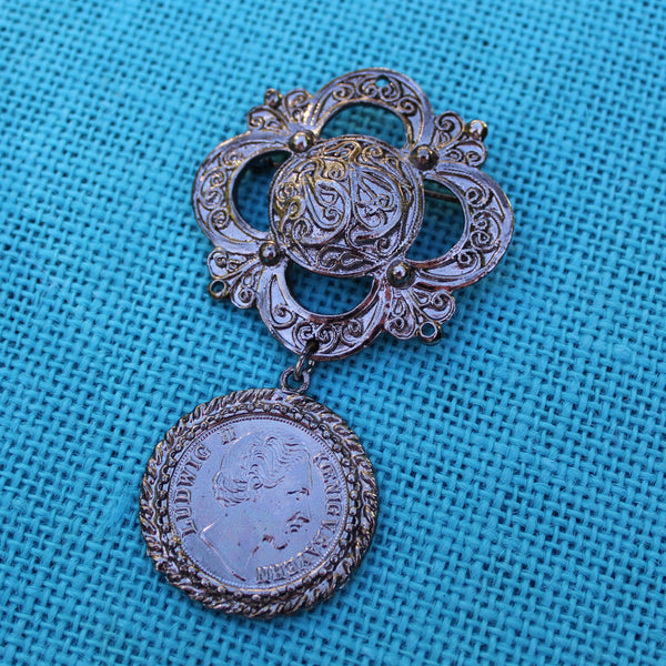 Gothic Coin Drop Brooch