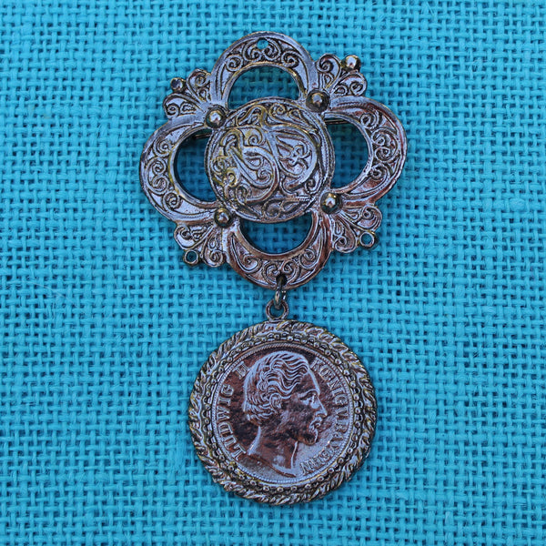 Gothic Coin Drop Brooch