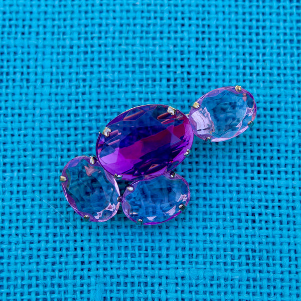 80s Deco Purple Brooch