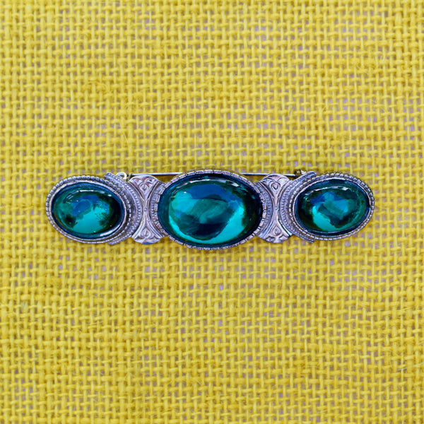 Green Silver Trio Brooch