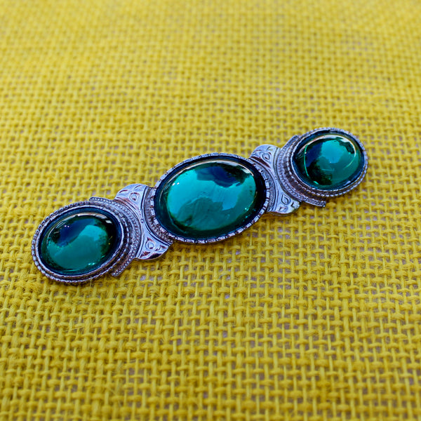 Green Silver Trio Brooch