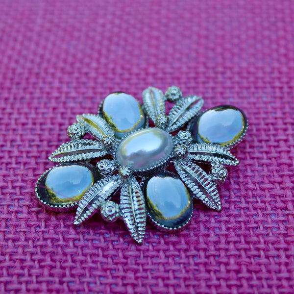 Silver Sparkle Clear Cabochon