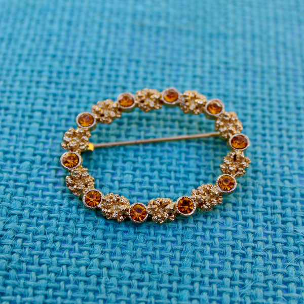 Topaz Gold Wreath Brooch