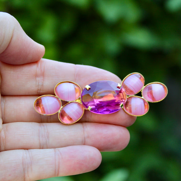 70s Abstract and 80s Deco Coloured Cabochon Brooches