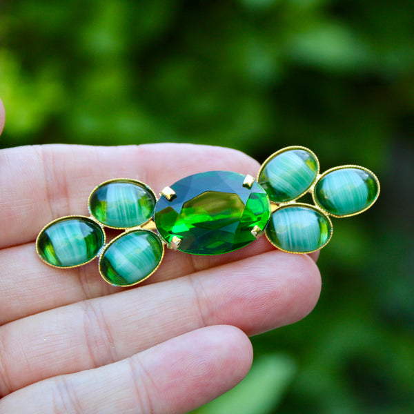 70s Abstract and 80s Deco Coloured Cabochon Brooches