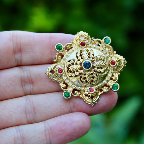 Gothic Revival Multi Colour Brooch
