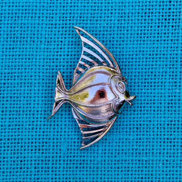 Silver Angel Fish Brooch