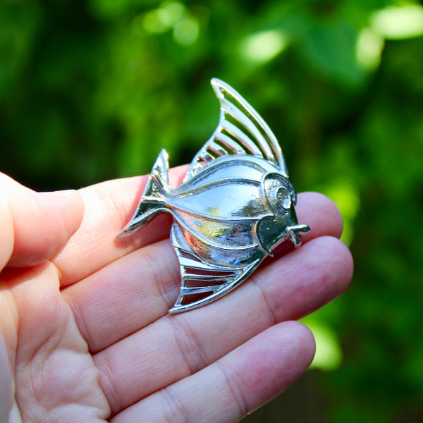 Silver Angel Fish Brooch
