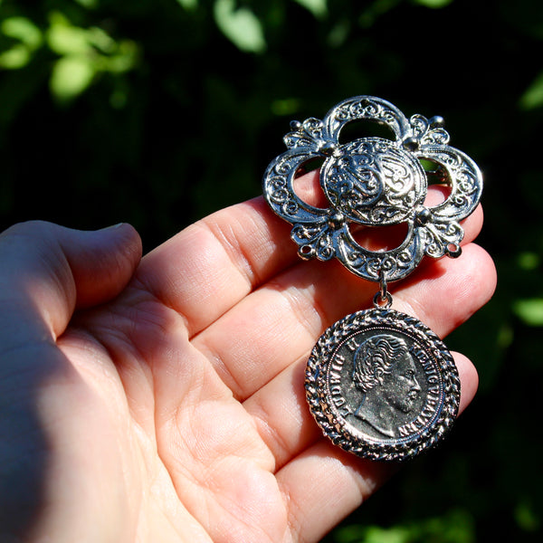 Gothic Coin Drop Brooch