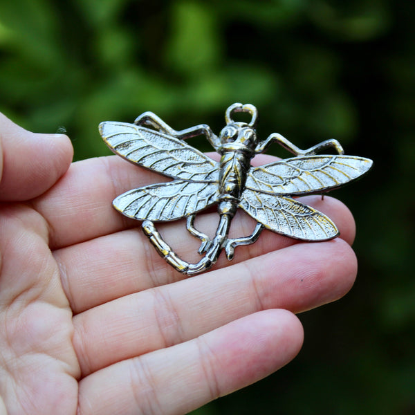 Large Silver Dragonfly Brooch