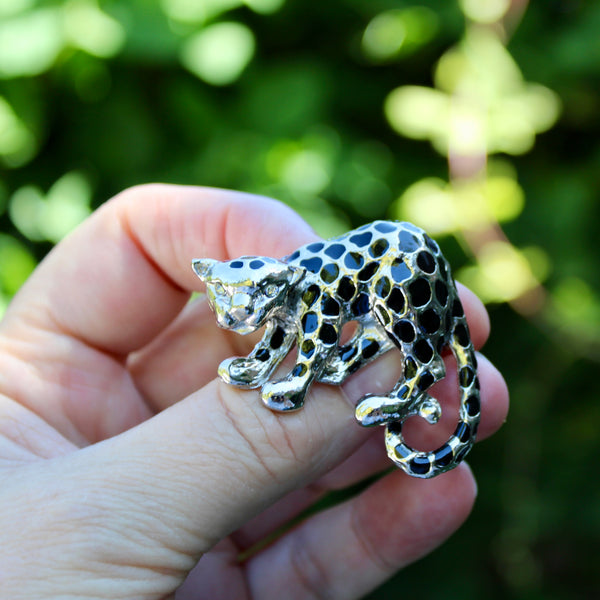 Black Spotted Leopard Brooch