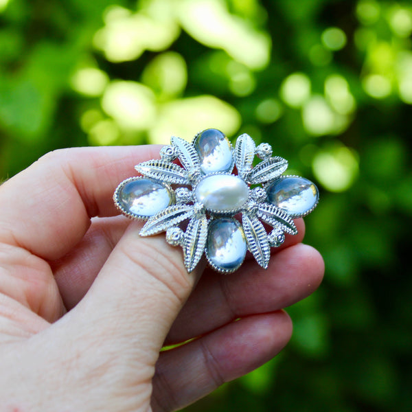 Silver Sparkle Clear Cabochon