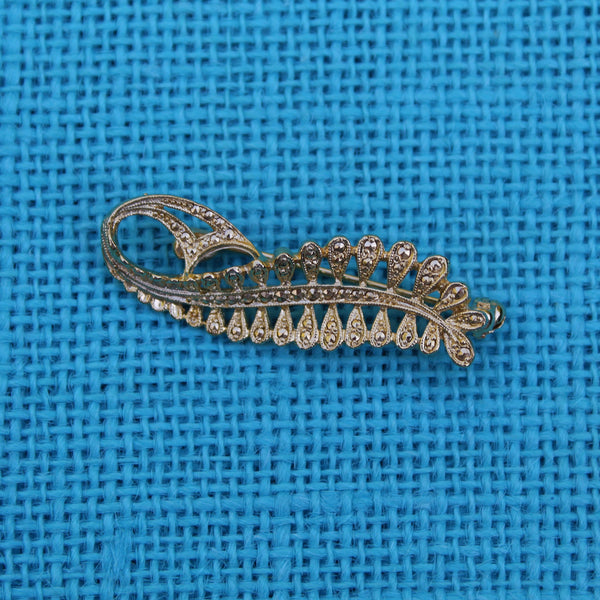 Faux Marcasite Fern Gold Brooch