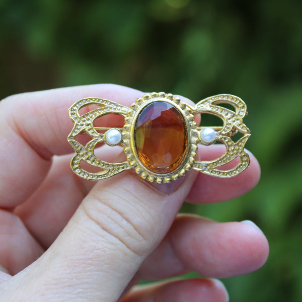 Regency Faceted Topaz Brooch