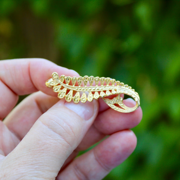 Faux Marcasite Fern Gold Brooch