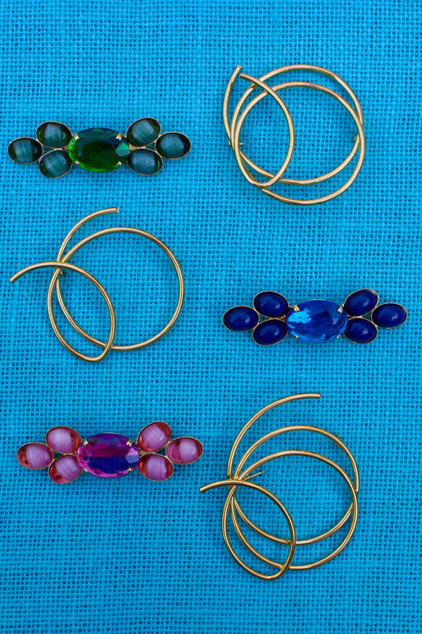 70s Abstract and 80s Deco Coloured Cabochon Brooches