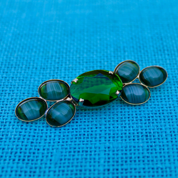 70s Abstract and 80s Deco Coloured Cabochon Brooches