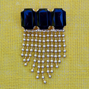80s Deco Black Gold Chain Brooch