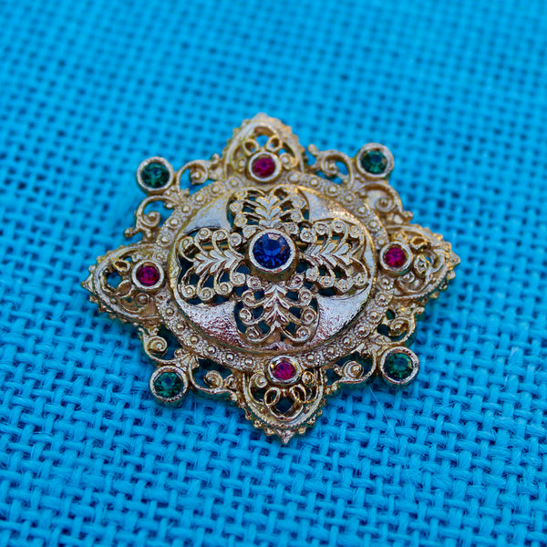 Gothic Revival Multi Colour Brooch