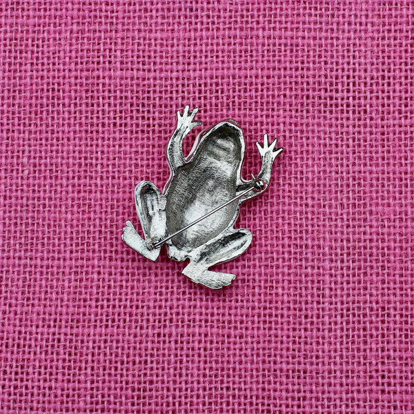 Silver Enamel Frog Brooch