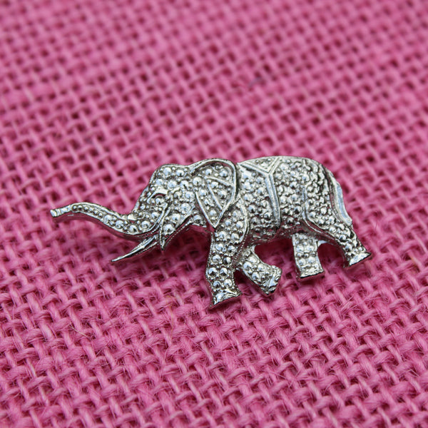 Tiny Silver Elephant Brooch