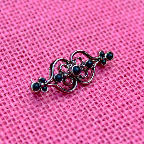 Black Antiqued Curlicue Brooch