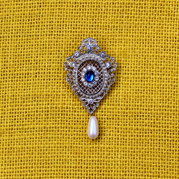 Silver Blue and Rhinestone Regency Drop