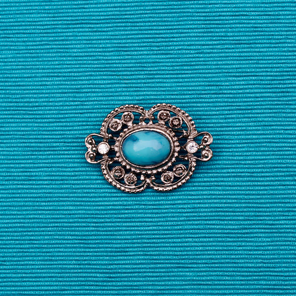 Silver Turquoise Regency Brooch