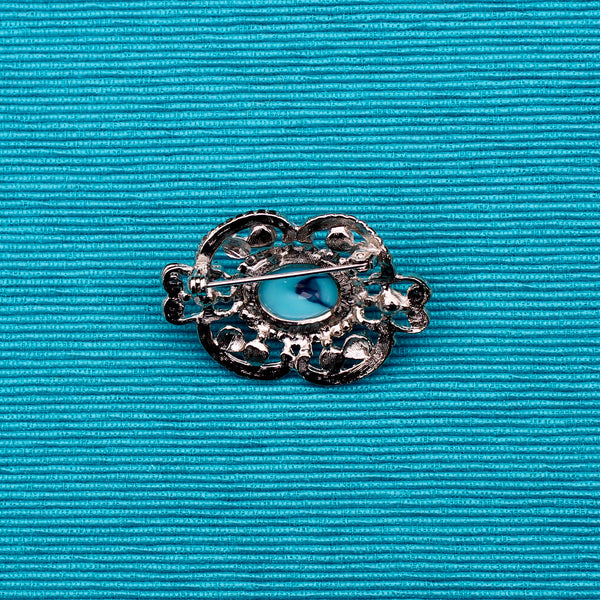 Silver Turquoise Regency Brooch
