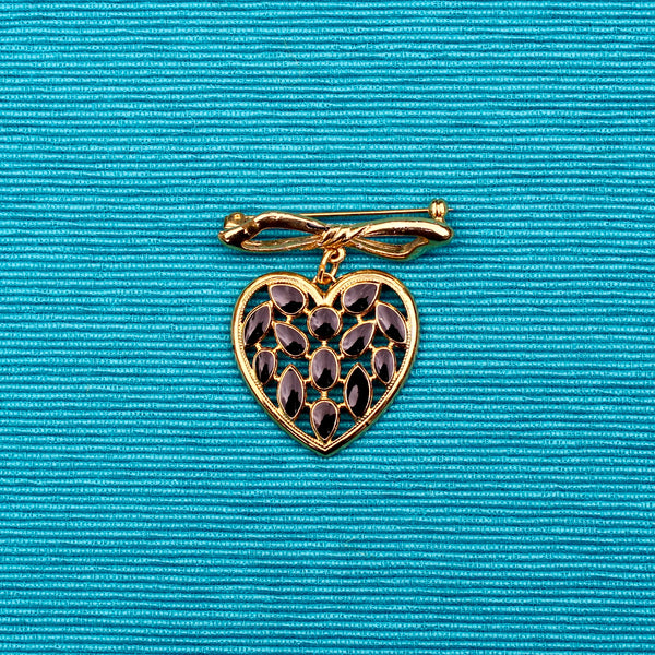 Black Heart Enamel Drop Brooch