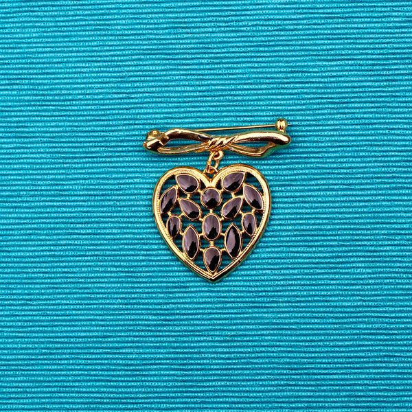 Black Heart Enamel Drop Brooch