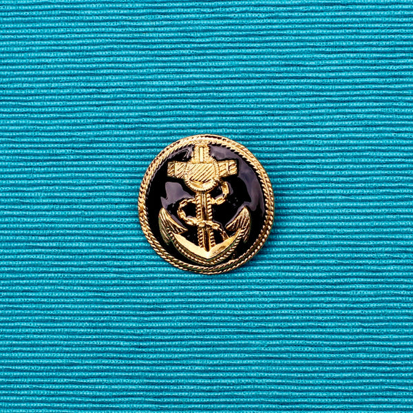 Black Nautical Button Brooch