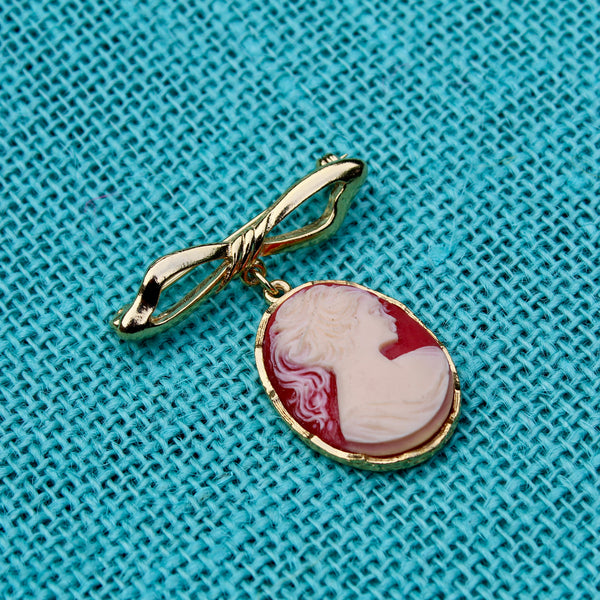 Cameo Drop Bow Brooch