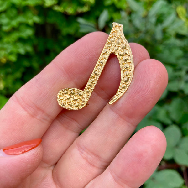 Gold Music Note Brooch