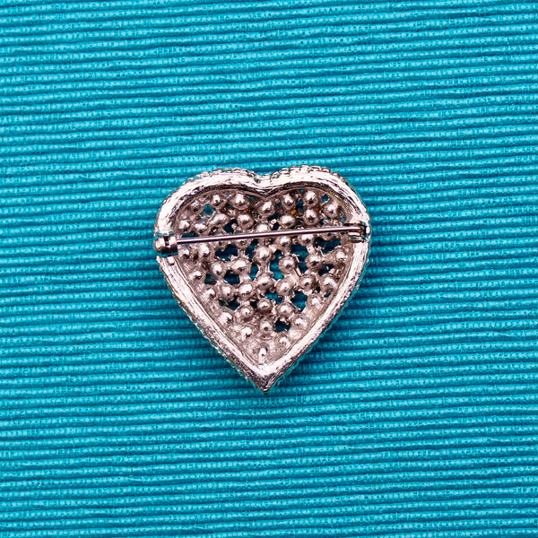 Rhinestone Heart Purple Silver