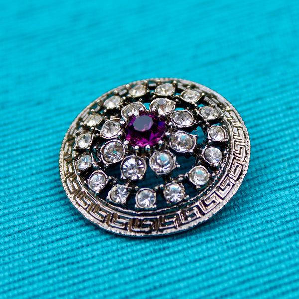 Purple Disc Dark Silver Brooch